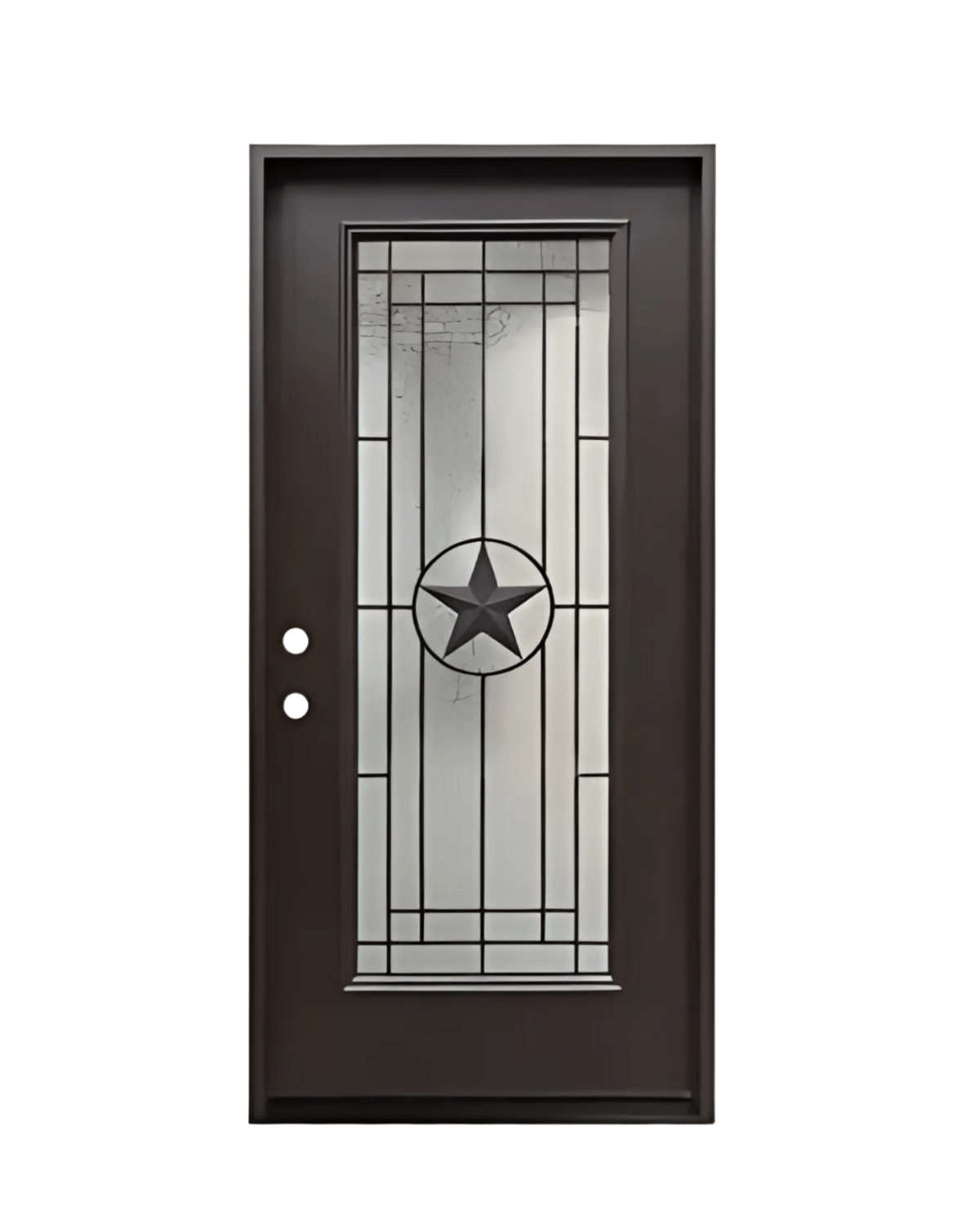 With wrought iron glass