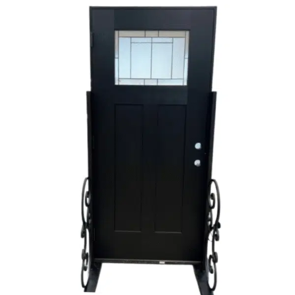 Avalon Single Prehung Fiberglass Door in Black Door