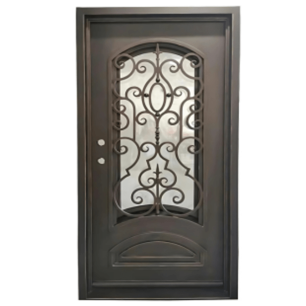 Clayton Bronze Exterior Wrought Iron Prehung Single Door - Highlinesupplies.com