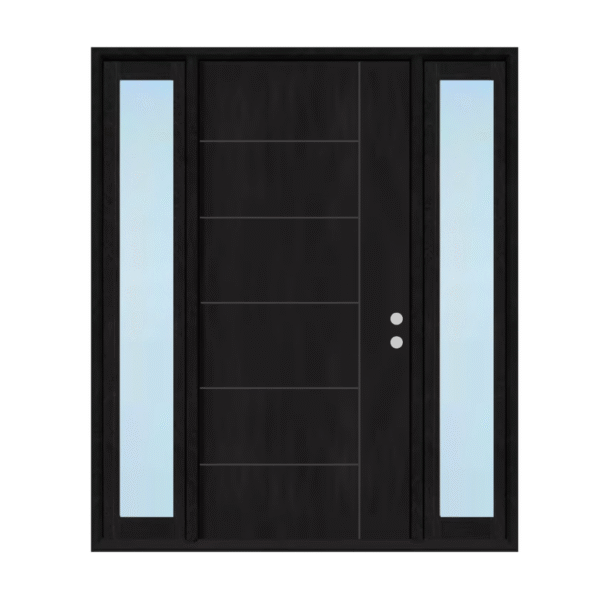 Solid Black French 5+1 Line Prehung Door with 2 Sidelites