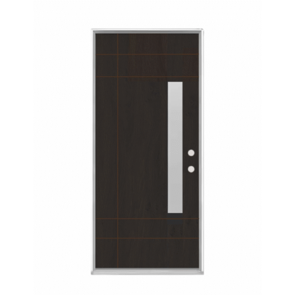 Modern 1-Lite Brown Prehung Exterior Door - ST