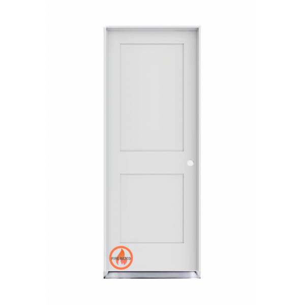 2-Panel Shaker Primed Solid Core Prehung House to Garage Door