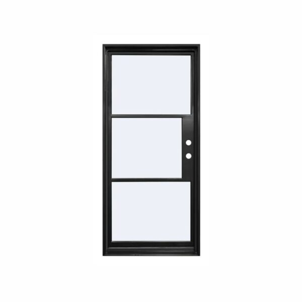 French 3-Lite Modern Single Iron Door
