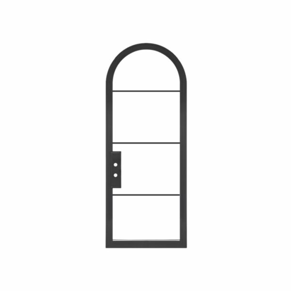 French 4-Lite Modern Arched Single Iron Door
